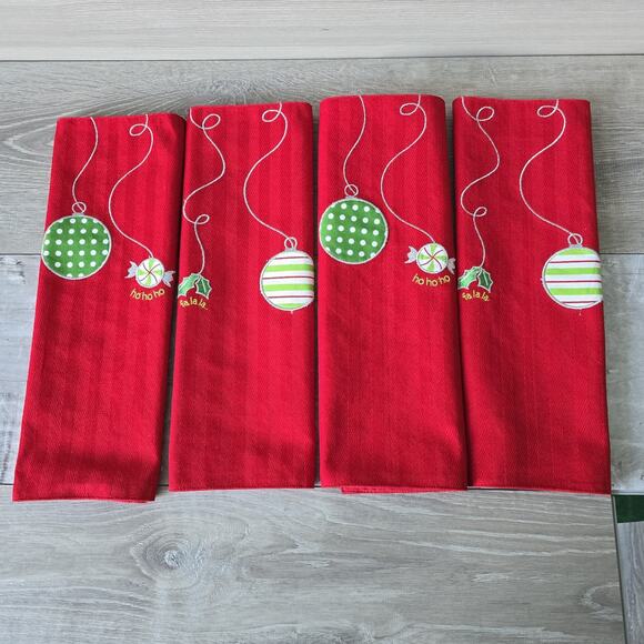 4 LENOX Christmas Holiday 15" Square Merry Bright Ho Ho Ho Fa La La Placemat Set - Picture 5 of 9